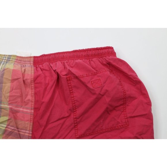 Vtg 90s Hobie Surfing Mens XL Faded Color Block Lined Shorts Swim Trunks Plaid - Picture 8 of 9